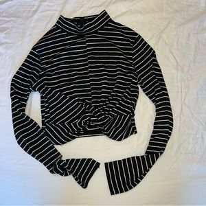 Top shop mock neck striped long sleeve